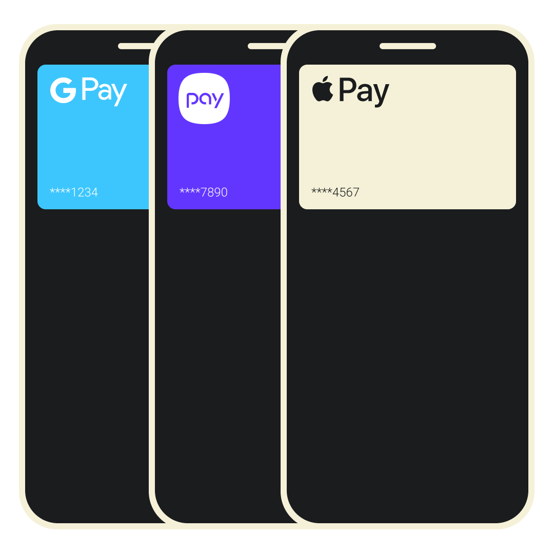apple pay, google pay, samsung pay smartphone wallet image